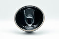 Tezumi — Japanese Matcha Bowl - 万代草山 Mandai Kusayama Black Tenmoku Metal Rim Chawan - 250ml — top-down view of the interior