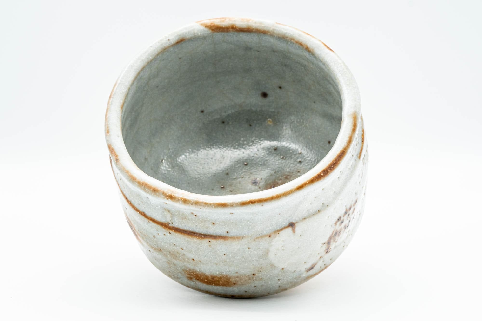 Japanese Matcha Bowl - Tall Yuzuhada Shino Glazed Hantsutsu-gata Chawan - 600ml