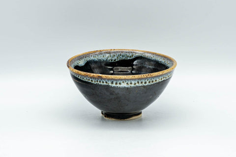 Tezumi — Japanese Teacup - Jet Black Hare's Fur Glazed Yunomi - 75ml — front view