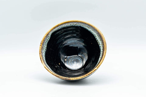 Tezumi — Japanese Teacup - Jet Black Hare's Fur Glazed Yunomi - 75ml — three-quarter view