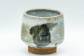 Tezumi — Japanese Teacup - Abstract Hare's Fur Glazed Yunomi - 90ml — tipped to show the interior