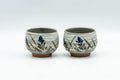 Tezumi — Japanese Teacups - Pair of Floral Brush Glazed Guinomi - 50ml — front view