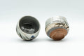 Tezumi — Japanese Teacups - Pair of Floral Brush Glazed Guinomi - 50ml — three-quarter view