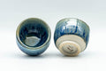Japanese Teacups - Pair of Blue Drip-Glazed Guinomi - 35ml - Tezumi