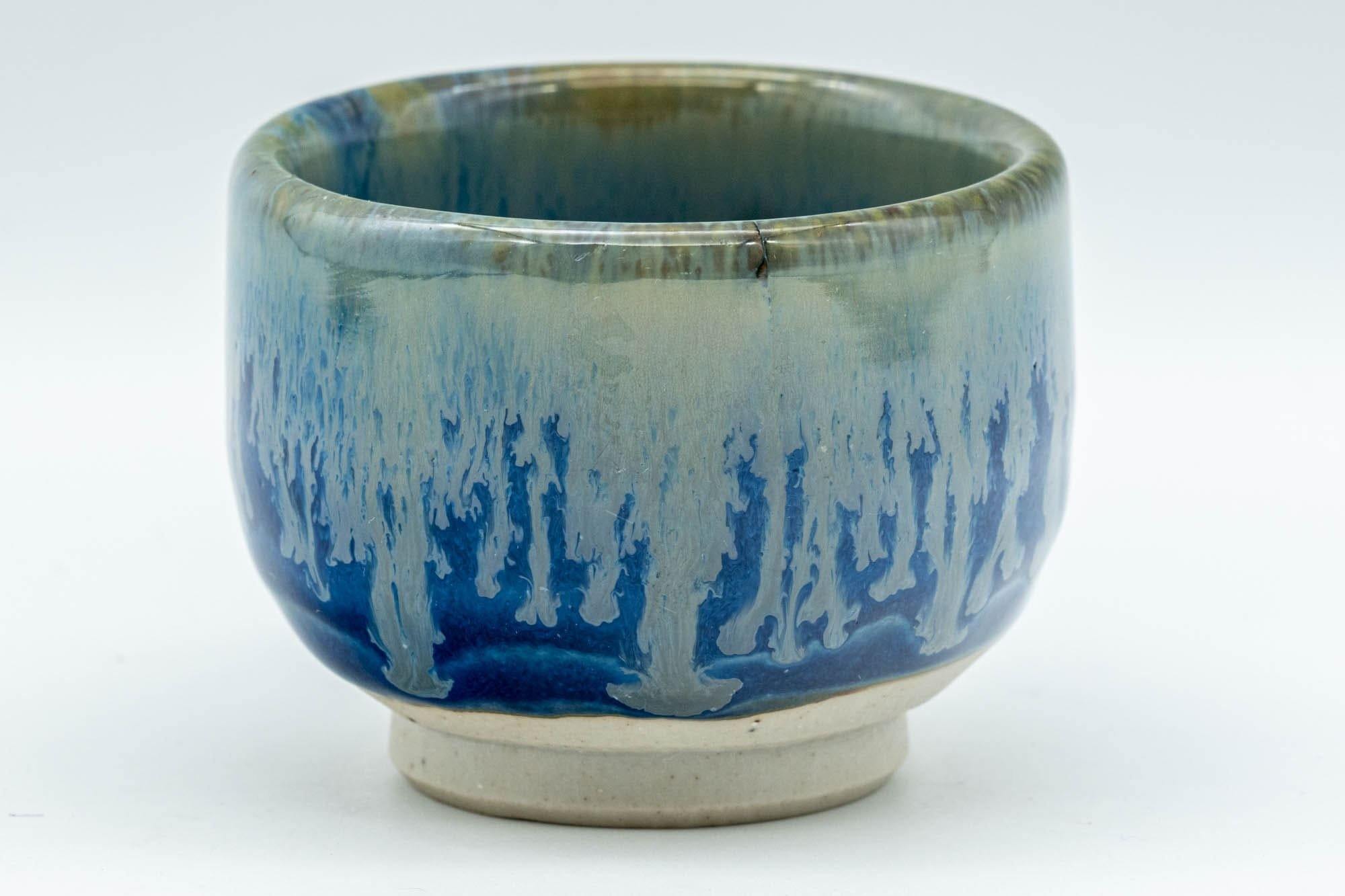 Japanese Teacups - Pair of Blue Drip-Glazed Guinomi - 35ml - Tezumi