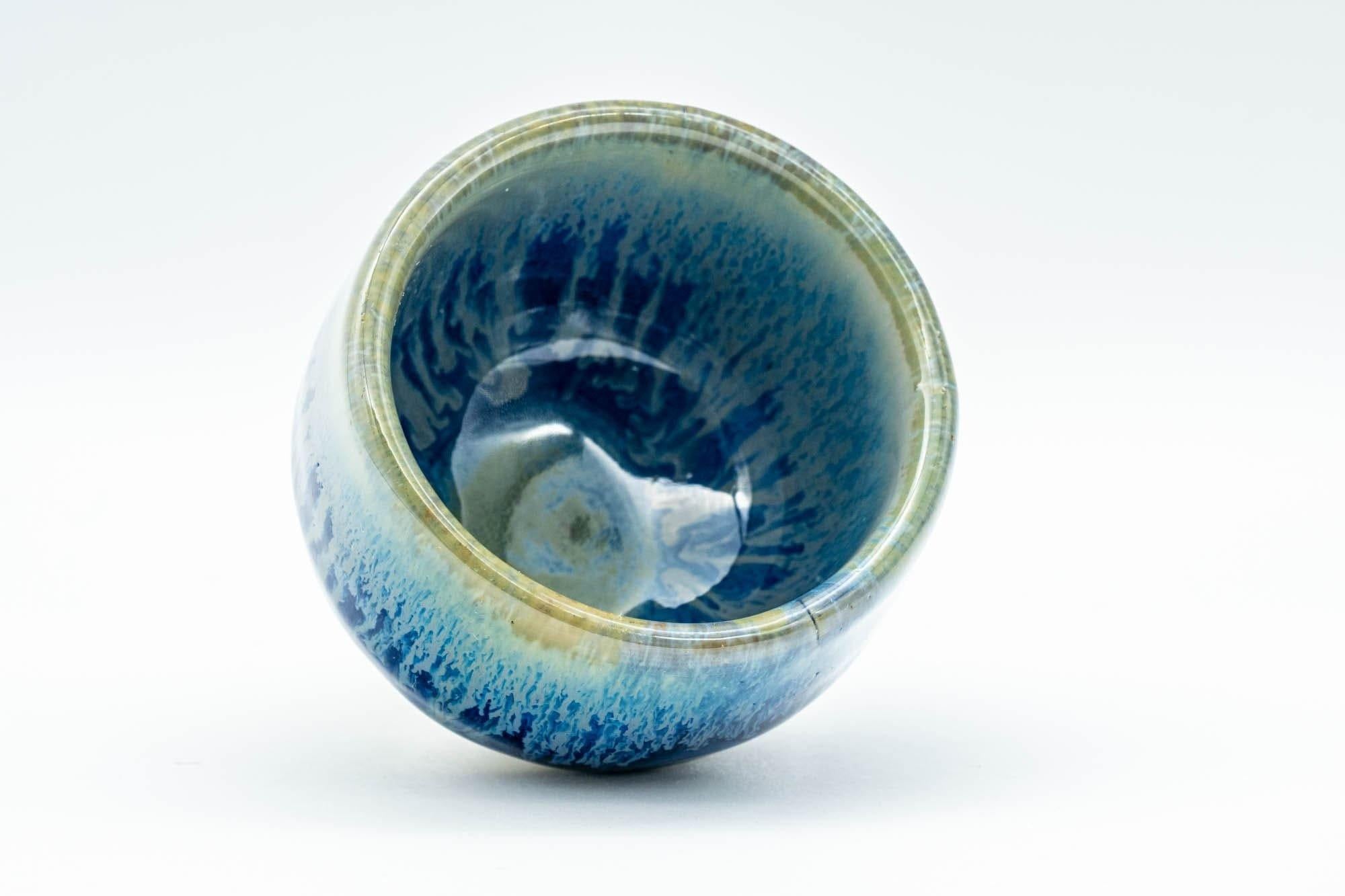 Japanese Teacups - Pair of Blue Drip-Glazed Guinomi - 35ml - Tezumi