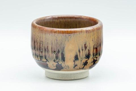 Japanese Teacups - Set of 3 Orange Drip-Glazed Guinomi - 35ml - Tezumi