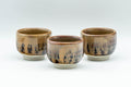 Japanese Teacups - Set of 3 Orange Drip-Glazed Guinomi - 35ml - Tezumi