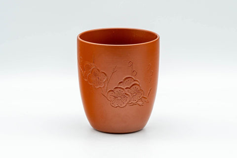 Tezumi — Japanese Teacup - Floral Plum-blossom Engraved Tokoname-yaki Yunomi - 120ml — front view