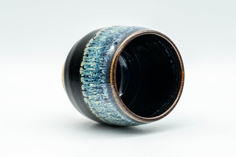 Tezumi — Japanese Teacup - Black Hare's Fur Drip-Glazed Yunomi - 120ml — three-quarter view