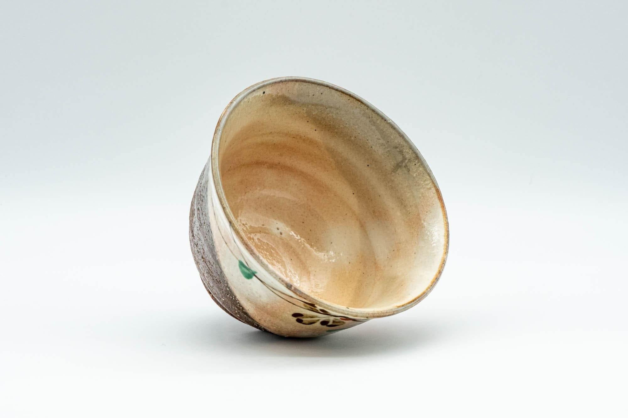Japanese Teacup - Beige Floral Stoneware Yunomi - 150ml - Tezumi