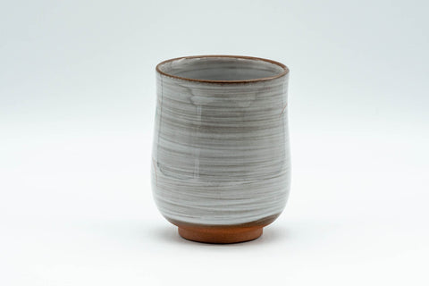 Japanese Teacup - Floral Brush Glazed Yunomi - 150ml - reverse side of the yunomi showing the brush-glazed body