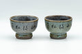 Japanese Teacups - Pair of Kanji Hare's Fur Glazed Yunomi - 80ml - Tezumi