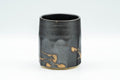 Japanese Teacup - Matte Black Nonagonal Yunomi - 160ml - front view of the faceted nonagonal matte black teacup