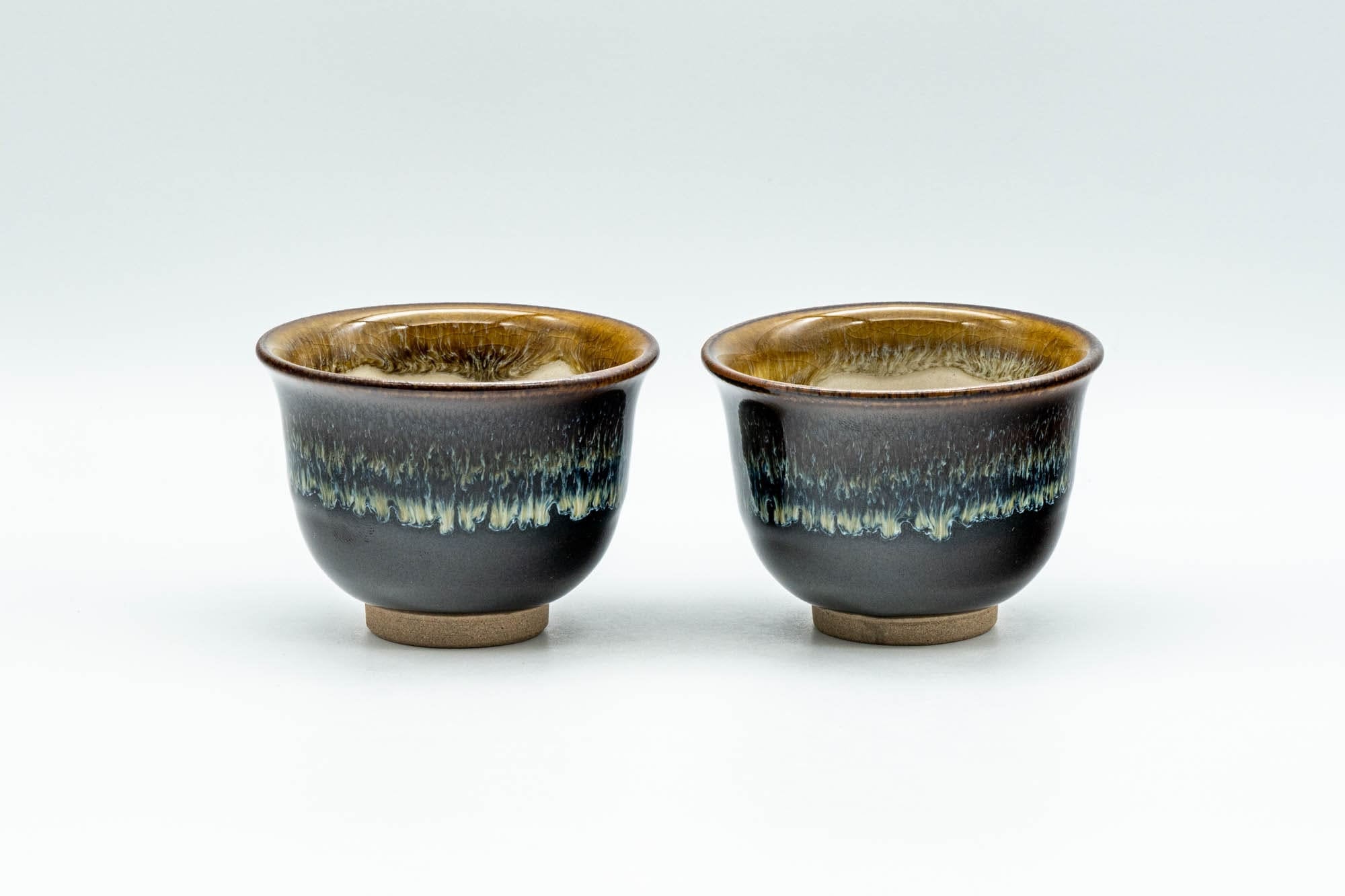 Japanese Teacups - Set of 5 Drip-Glazed Yunomi - 80ml
