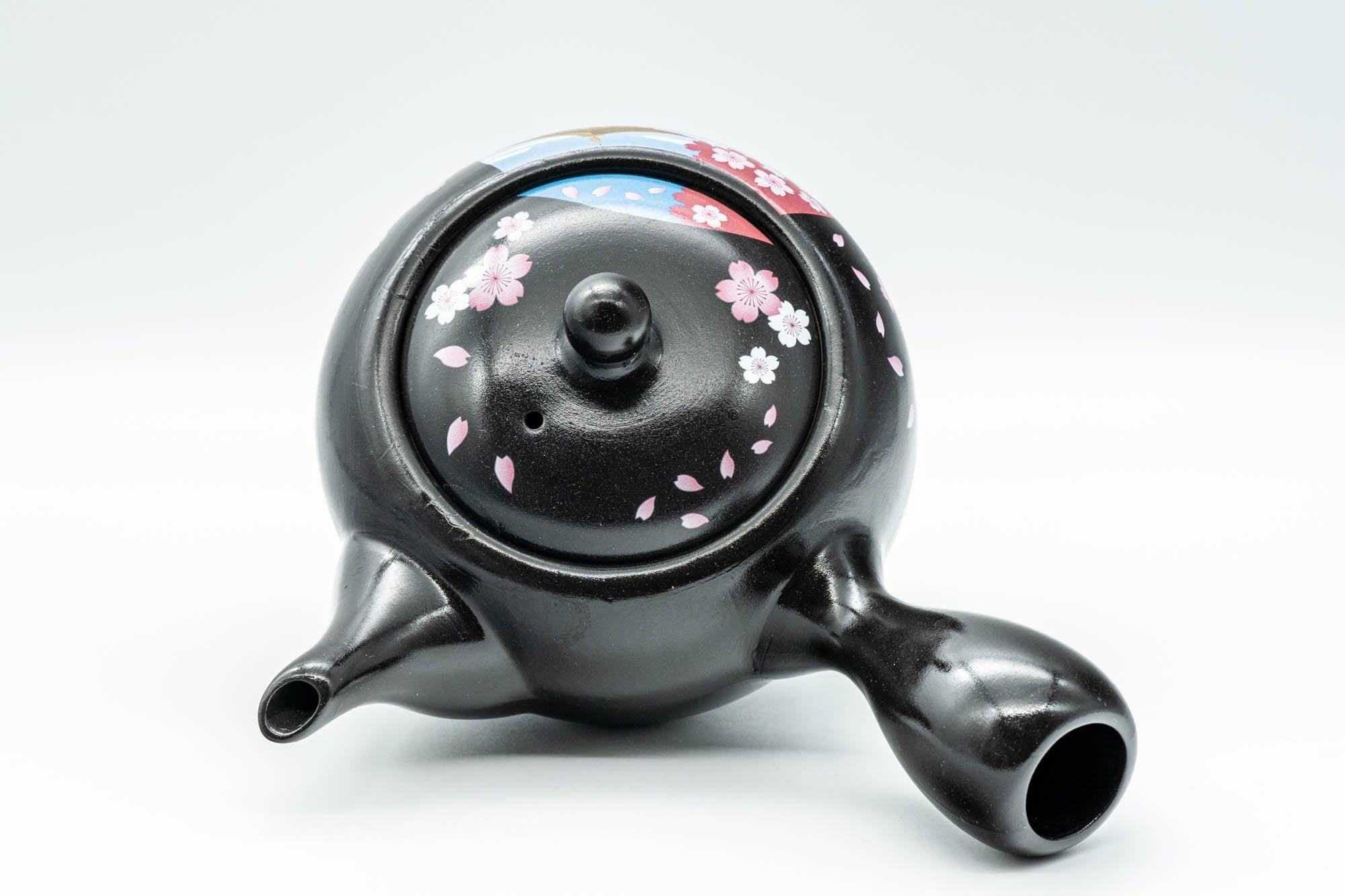 Japanese Kyusu - 金閣寺 Kinkakuji and Cherry Blossom Black Kurodei Teapot - 350ml - Tezumi