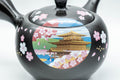 Japanese Kyusu - 金閣寺 Kinkakuji and Cherry Blossom Black Kurodei Teapot - 350ml - Tezumi