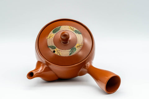 Japanese Kyusu - Autumn Leaves Striped Tokoname-yaki Teapot - 175ml - Tezumi