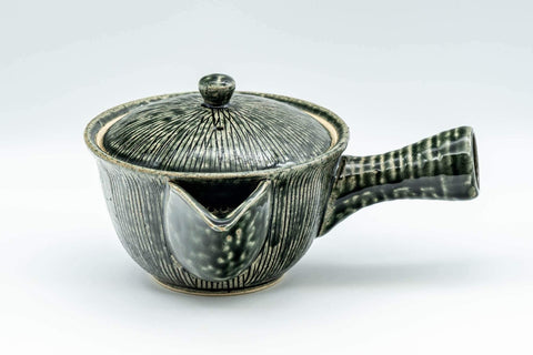 Japanese Kyusu - Green Striped Houhin-style Teapot - 275ml - Tezumi