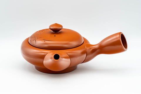 Japanese Kyusu - 柏扇 Hakusen Isomura - Large Engraved Tokoname-yaki Debeso Teapot - 550ml