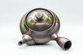 Tezumi — Japanese Kyusu - 萬古焼 Obi-ami Banko-yaki Teapot with Green Ash Glaze - 350ml — interior view showing the filter