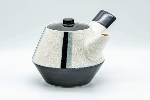 Japanese Kyusu - Black and White Striped Trapezoidal Debeso Teapot - 400ml - Tezumi
