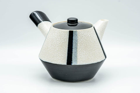Japanese Kyusu - Black and White Striped Trapezoidal Debeso Teapot - 400ml - Tezumi