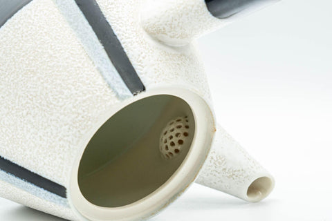 Japanese Kyusu - Black and White Striped Trapezoidal Debeso Teapot - 400ml - Tezumi