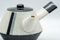 Japanese Kyusu - Black and White Striped Trapezoidal Debeso Teapot - 400ml - Tezumi