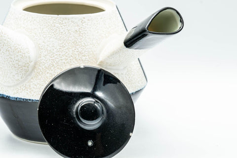 Japanese Kyusu - Black and White Striped Trapezoidal Debeso Teapot - 400ml - Tezumi