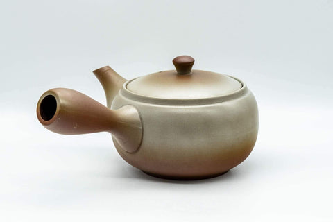 Tezumi — Japanese Kyusu - Large Brown Obi-ami 360 Filter Teapot - 550ml — side view showing the spout