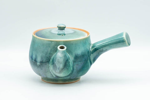 Japanese Kyusu - Teal Green Drip-Glazed Debeso Teapot - 300ml