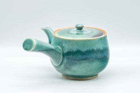 Japanese Kyusu - Teal Green Drip-Glazed Debeso Teapot - 300ml