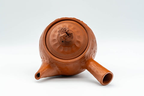 Japanese Kyusu - 不老 Itou Furo - Plum Blossoms Tokoname-yaki Do-ake Teapot - 250ml - top-down view showing the lid