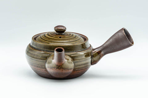 Japanese Kyusu - 萬古焼 Green Ash Glazed Banko-yaki Teapot - 250ml - Tezumi