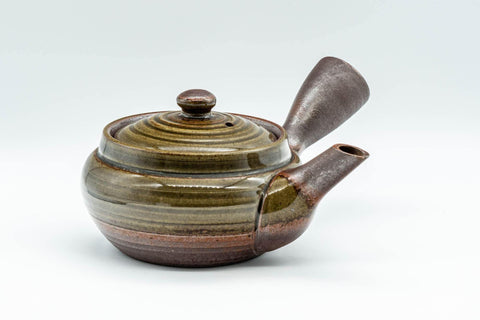 Japanese Kyusu - 萬古焼 Green Ash Glazed Banko-yaki Teapot - 250ml - Tezumi