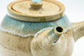Tezumi — Japanese Kyusu - 上野焼 Turquoise Drip Glazed Agano-yaki Teapot - 325ml — side profile showing the spout and handle