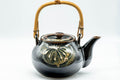 Tezumi — Japanese Dobin - Black Floral Debeso Top-Handle Teapot - 600ml — three-quarter view