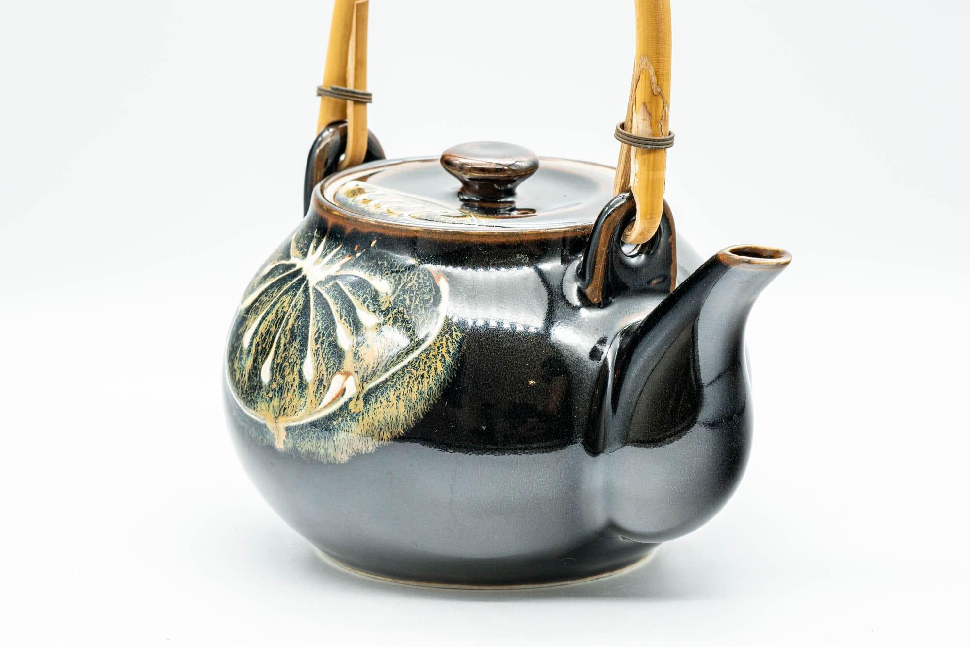 Japanese Dobin - Black Floral Debeso Top-Handle Teapot - 600ml - Tezumi