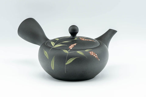 Japanese Kyusu - 昭萌 Shohou Koie Floral Kurodei Tokoname-yaki Obi-ami Teapot - 250ml - Tezumi