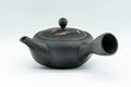 Tezumi — Japanese Kyusu - 昭萌 Shohou Koie Floral Kurodei Tokoname-yaki Obi-ami Teapot - 250ml — side view showing the spout
