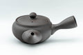 Tezumi — Japanese Kyusu - Dark Grey Side-Handle Teapot - 300ml — side view with the lid and side handle