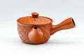 Tezumi — Japanese Kyusu - Basket-patterned Tokoname-yaki Teapot - 200ml — three-quarter view from the opposite side