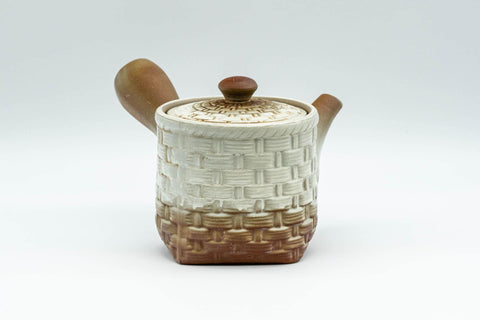 Japanese Kyusu - Brown and White Basket-patterned Teapot  - 190ml - Tezumi