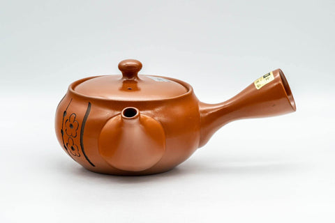 Tezumi — Japanese Kyusu - Floral Striped Tokoname-yaki Obi-ami Teapot - 320ml — top-down view of the lid