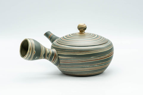 Japanese Kyusu - Green Nerikomi Tokoname-yaki Teapot - 250ml - Tezumi