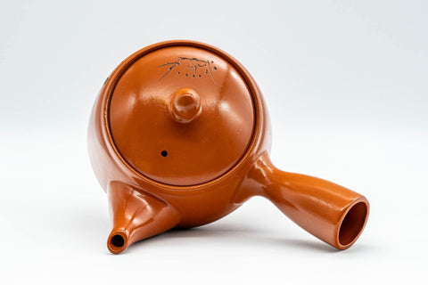 Japanese Kyusu - Engraved Floral Kanji Tokoname-yaki Teapot - 350ml - Tezumi