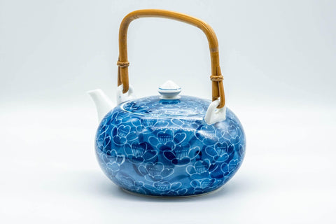 Japanese Dobin - Blue Floral Porcelain Arita-yaki Teapot - 500ml - Tezumi