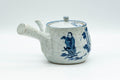 Tezumi — Japanese Kyusu - Blue and Grey Bamboo Villagers Debeso Teapot - 220ml — side view showing the spout