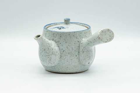 Tezumi — Japanese Kyusu - Blue and Grey Bamboo Villagers Debeso Teapot - 220ml — top-down view of the lid